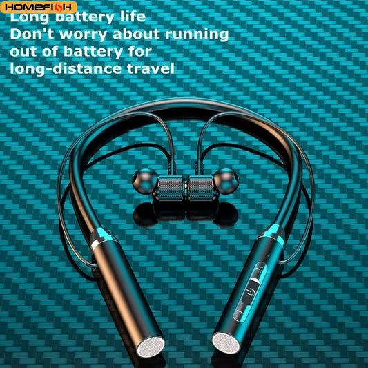 Wireless Magnetic Neckband Bluetooth Sport Earphones with Microphone Black
