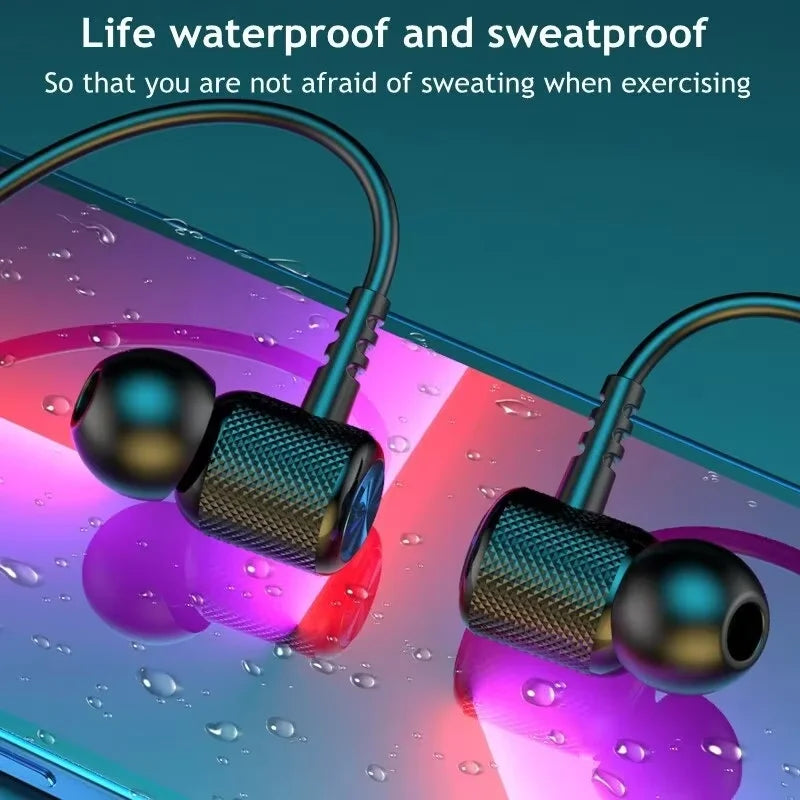 Wireless Magnetic Neckband Bluetooth Sport Earphones with Microphone Black