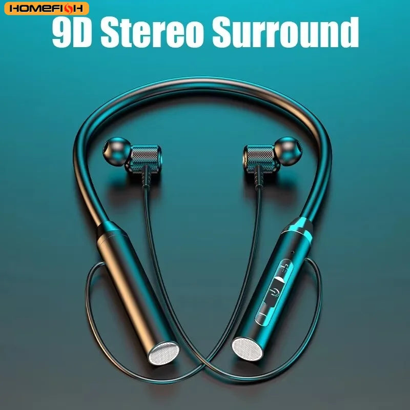 Wireless Magnetic Neckband Bluetooth Sport Earphones with Microphone Black