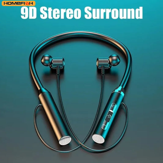 Wireless Magnetic Neckband Bluetooth Sport Earphones with Microphone Black